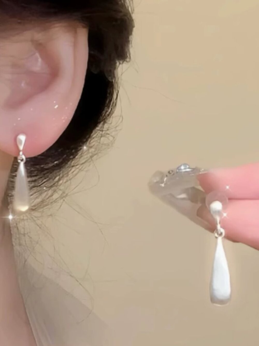Modern Matte Silver Teardrop Drop Earrings Minimal Dainty Everyday Statement Ear